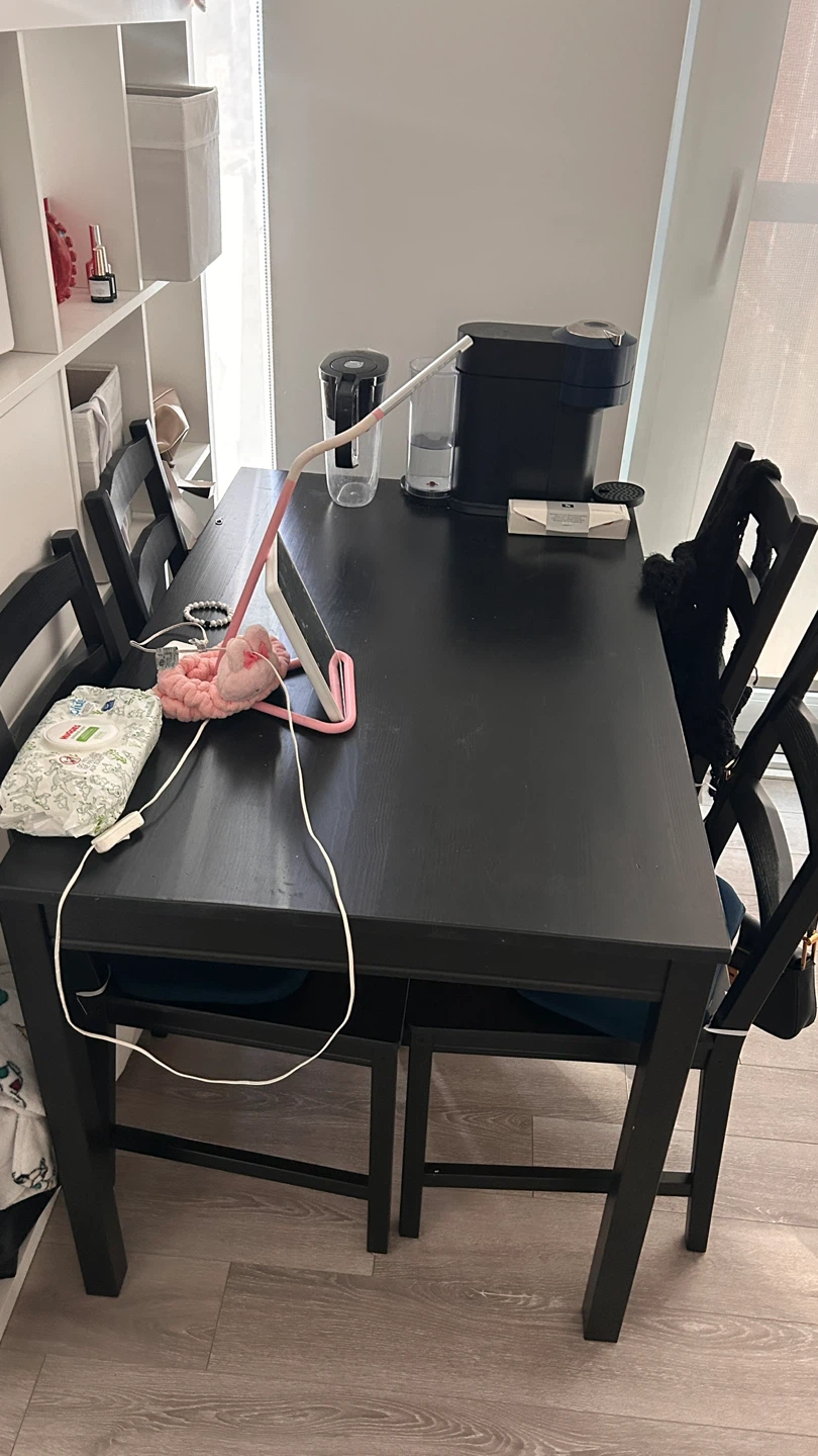 Black Dining Table and Chairs Set