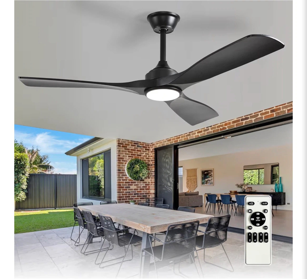 DEPULEY Black 52-inch Modern Ceiling Fan with Light