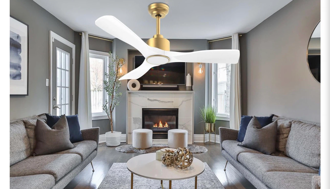 52” White Ceiling Fan with Light and remote control - photo 2