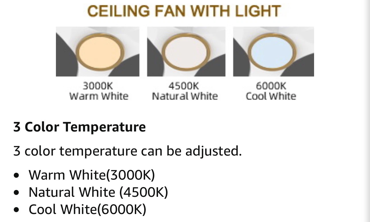 52” White Ceiling Fan with Light and remote control - photo 3