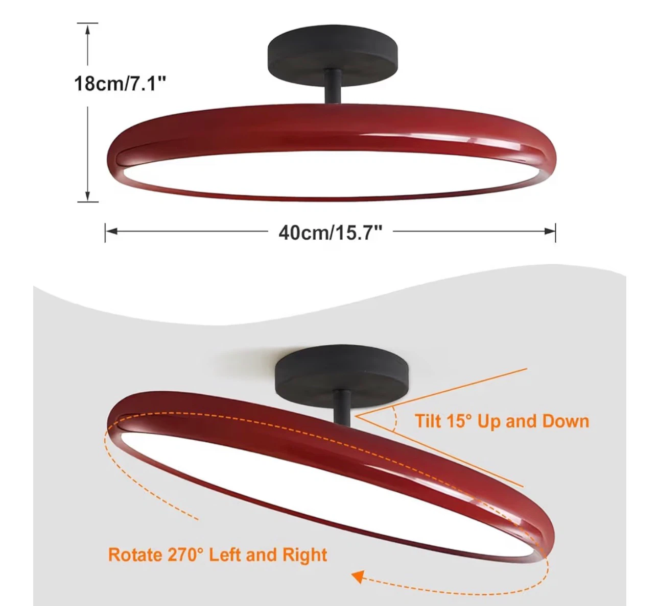 Red Modern Flush Mount Ceiling Light Fixture with remote control - photo 2