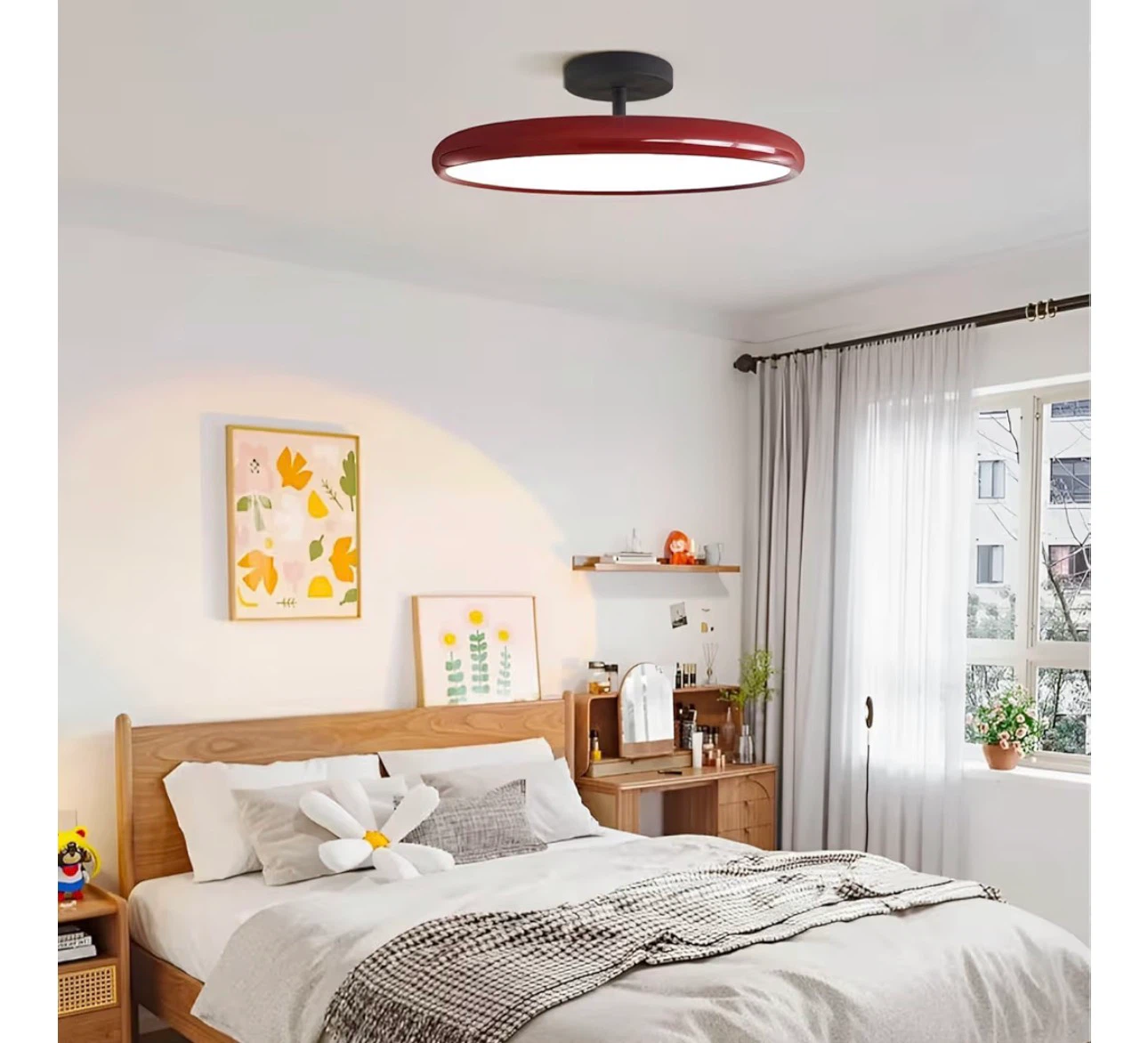 Red Modern Flush Mount Ceiling Light Fixture with remote control - photo 3