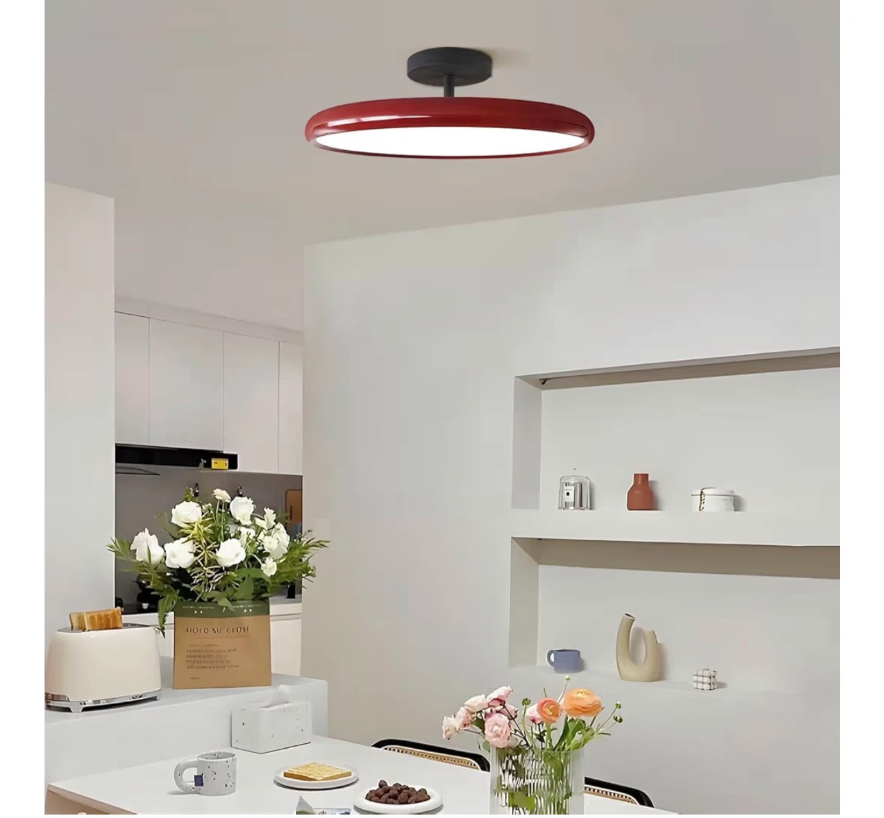 Red Modern Flush Mount Ceiling Light Fixture with remote control - photo 4