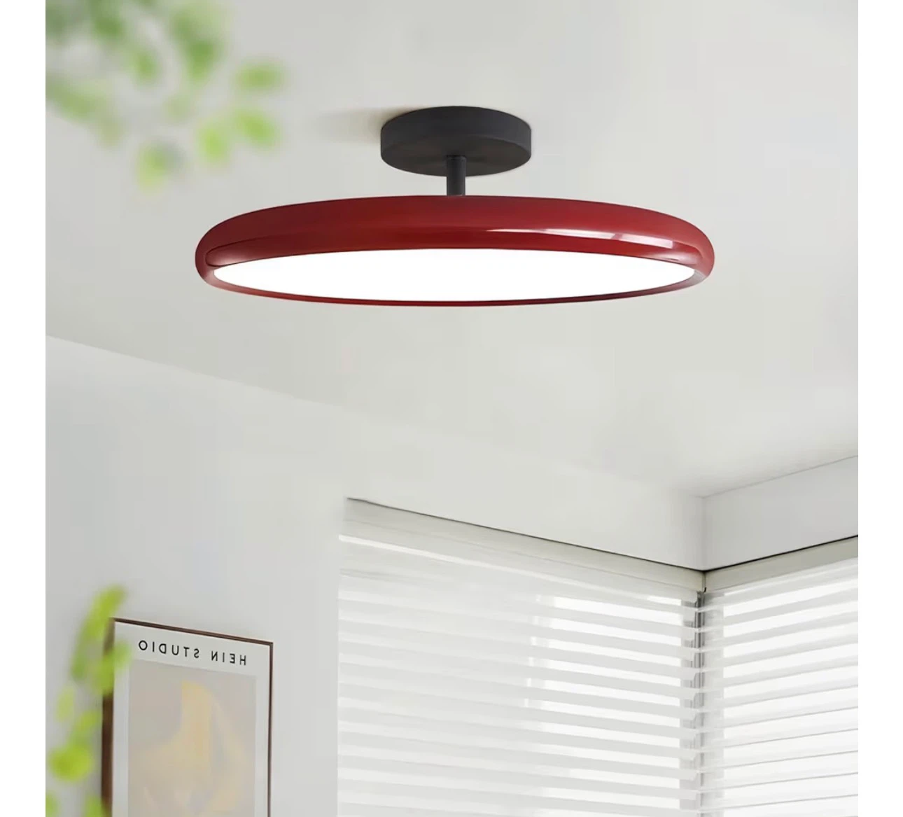 Red Modern Flush Mount Ceiling Light Fixture with remote control - photo 5