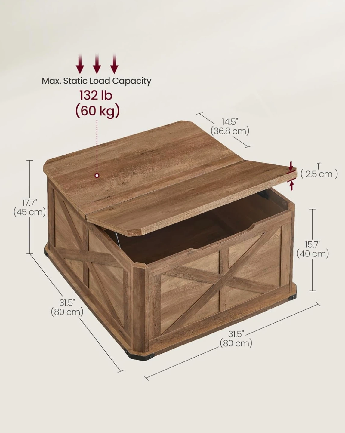 Brand new- VASAGLE Storage Trunk Coffee Table - photo 3
