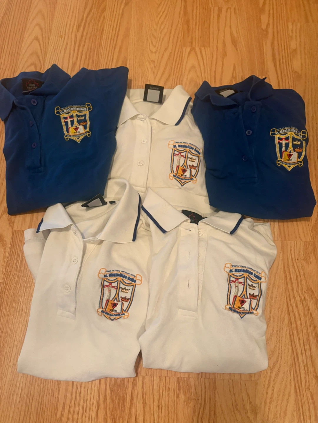 St. Maximilian Kolbe School Polo Shirts (3 Blue, 2 White)