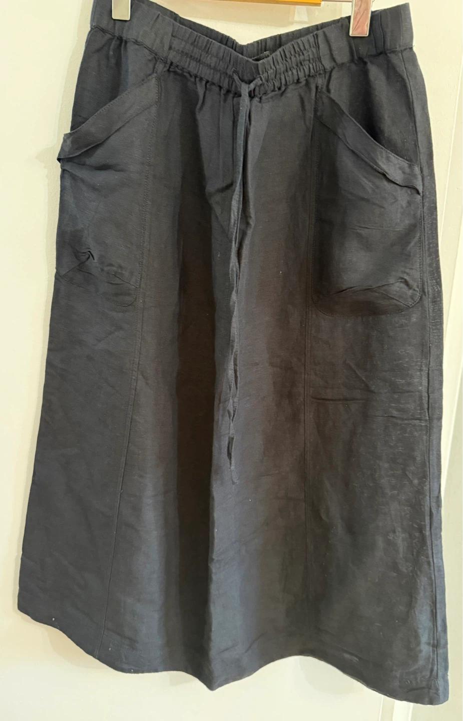 Urban Outfitters Black Linen Blend Midi Skirt