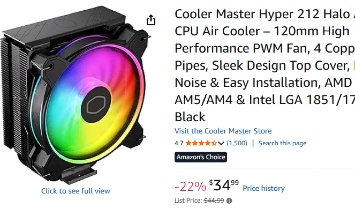 Cooler Master Hyper 212 Halo CPU Air Cooler