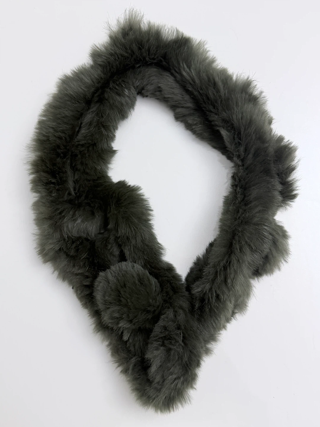 Vintage Real Mink Fur Keyhole Scarf Green