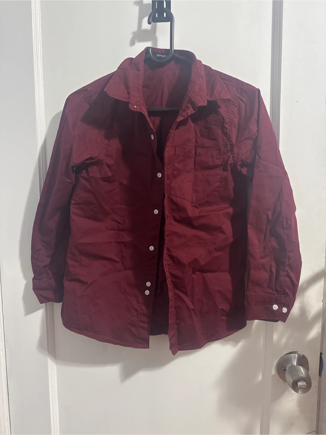 Burgundy Long Sleeve Button-Up Shirt