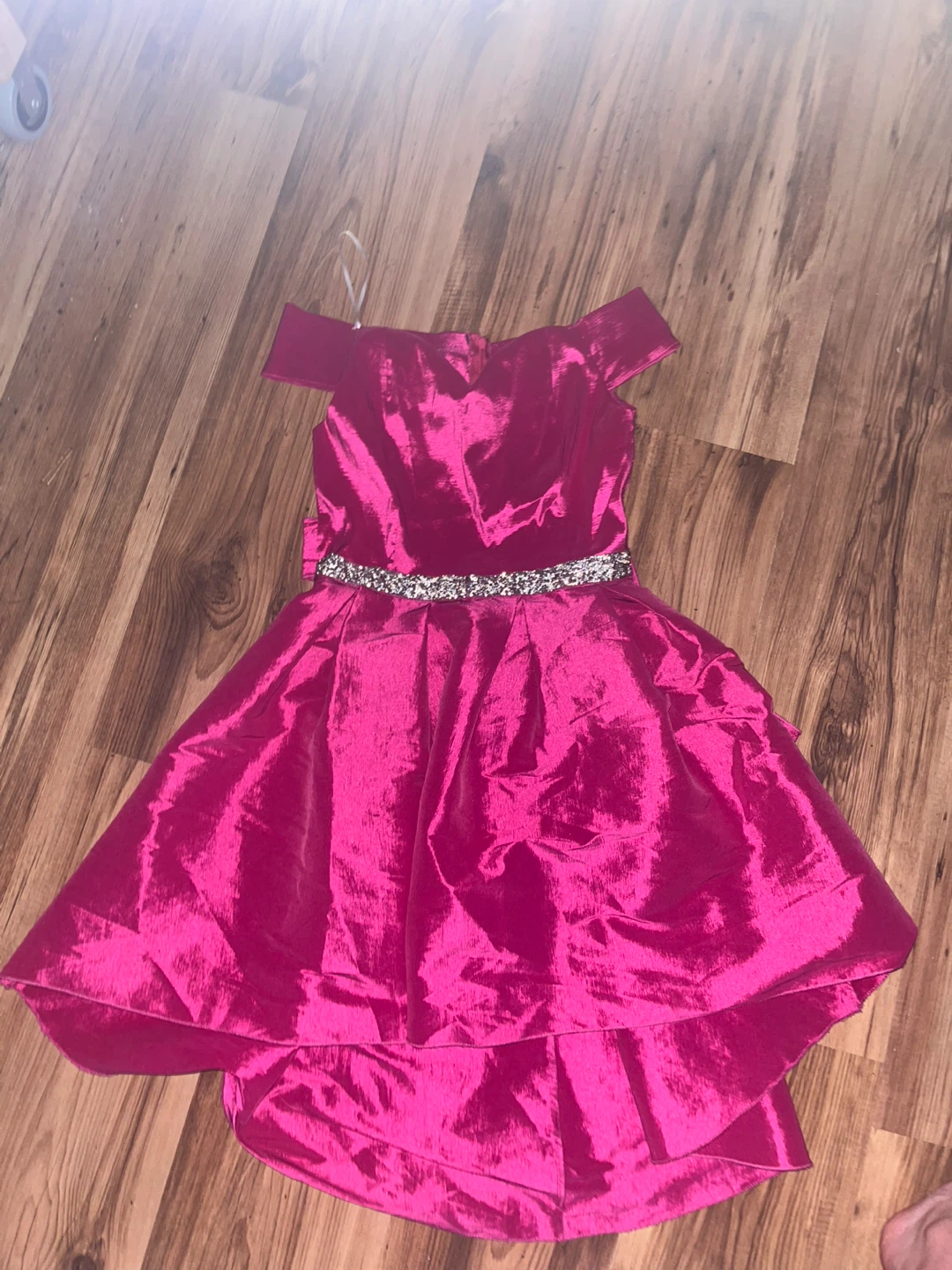 KIMCINE Pink Off-the-Shoulder High-Low Dress