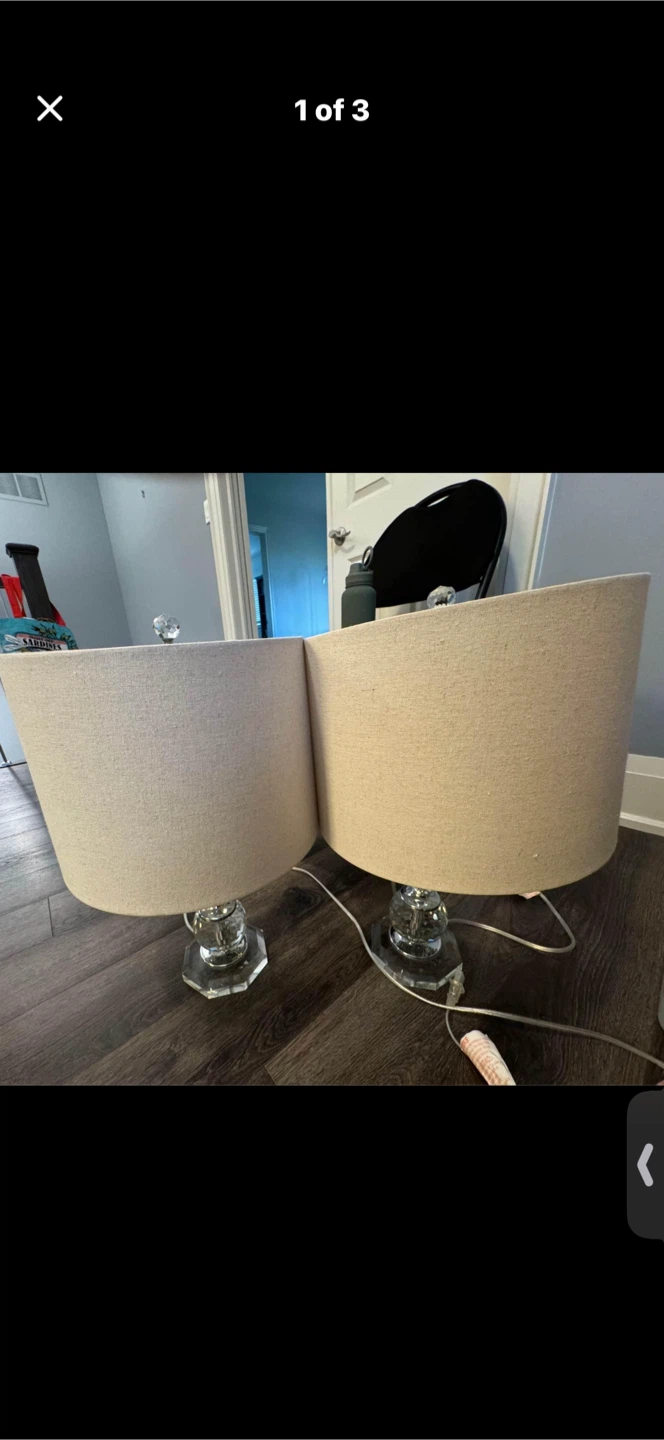 Pair of Crystal Base Table Lamps