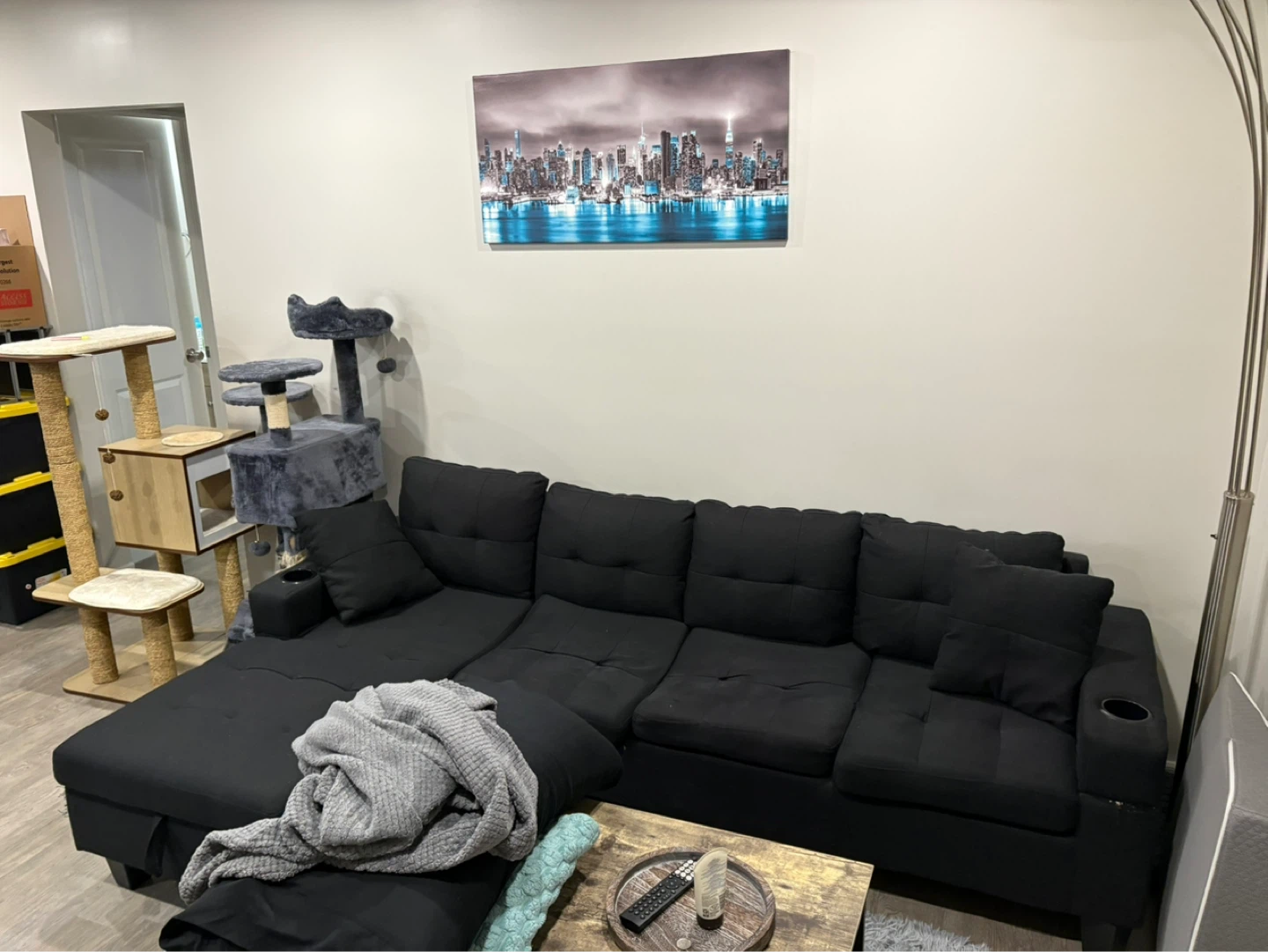 Black Sectional Sofa with Storage - photo 2