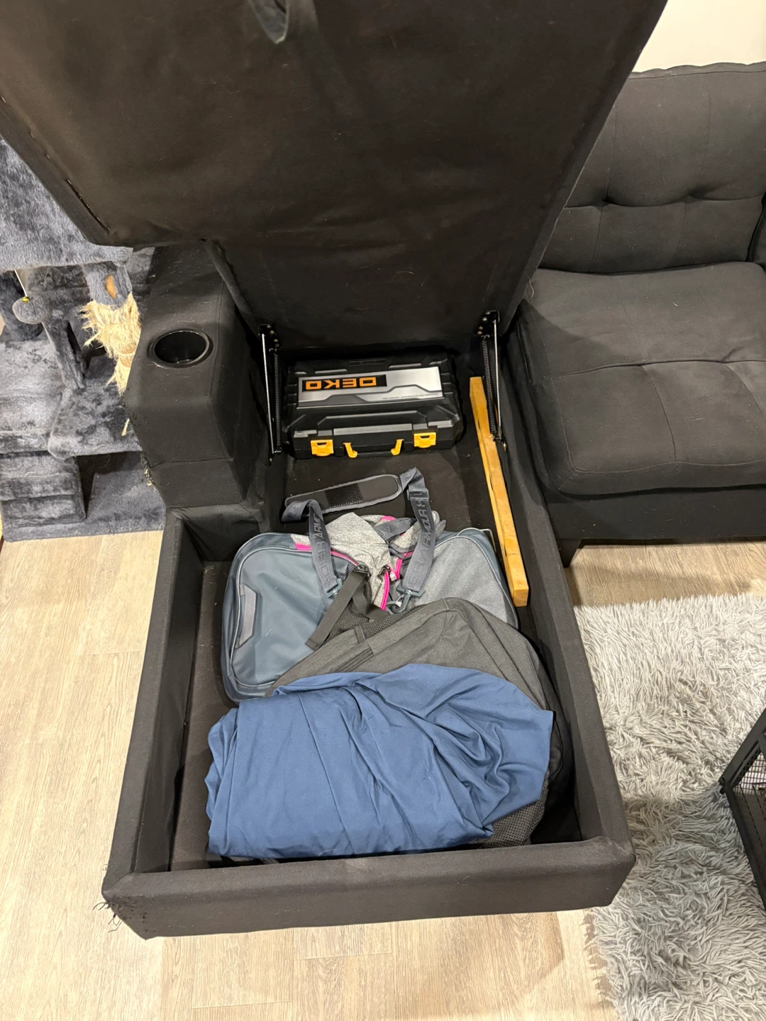 Black Sectional Sofa with Storage - photo 3