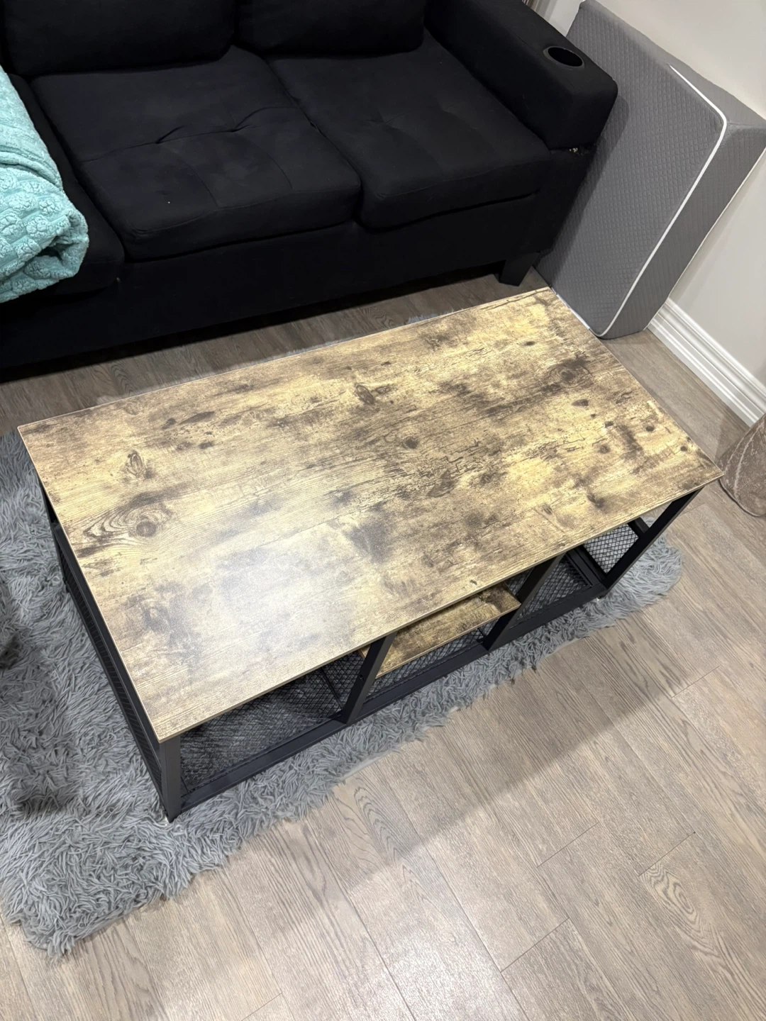 Rustic Wood Coffee Table with Storage Shelf