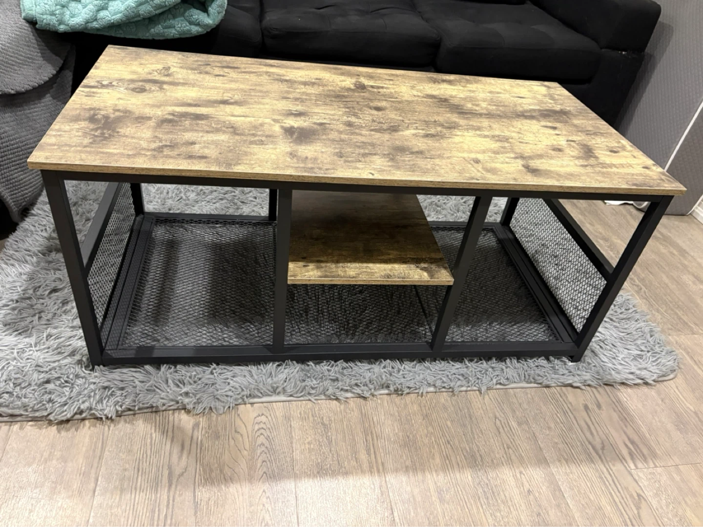 Rustic Wood Coffee Table with Storage Shelf - photo 2