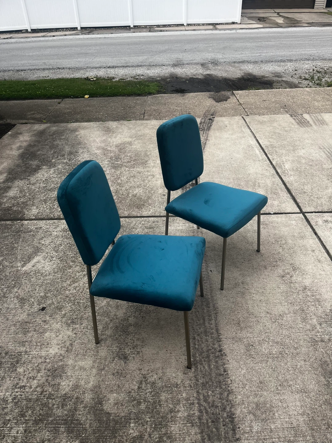 Teal Velvet Accent Chairs (Set of 2)