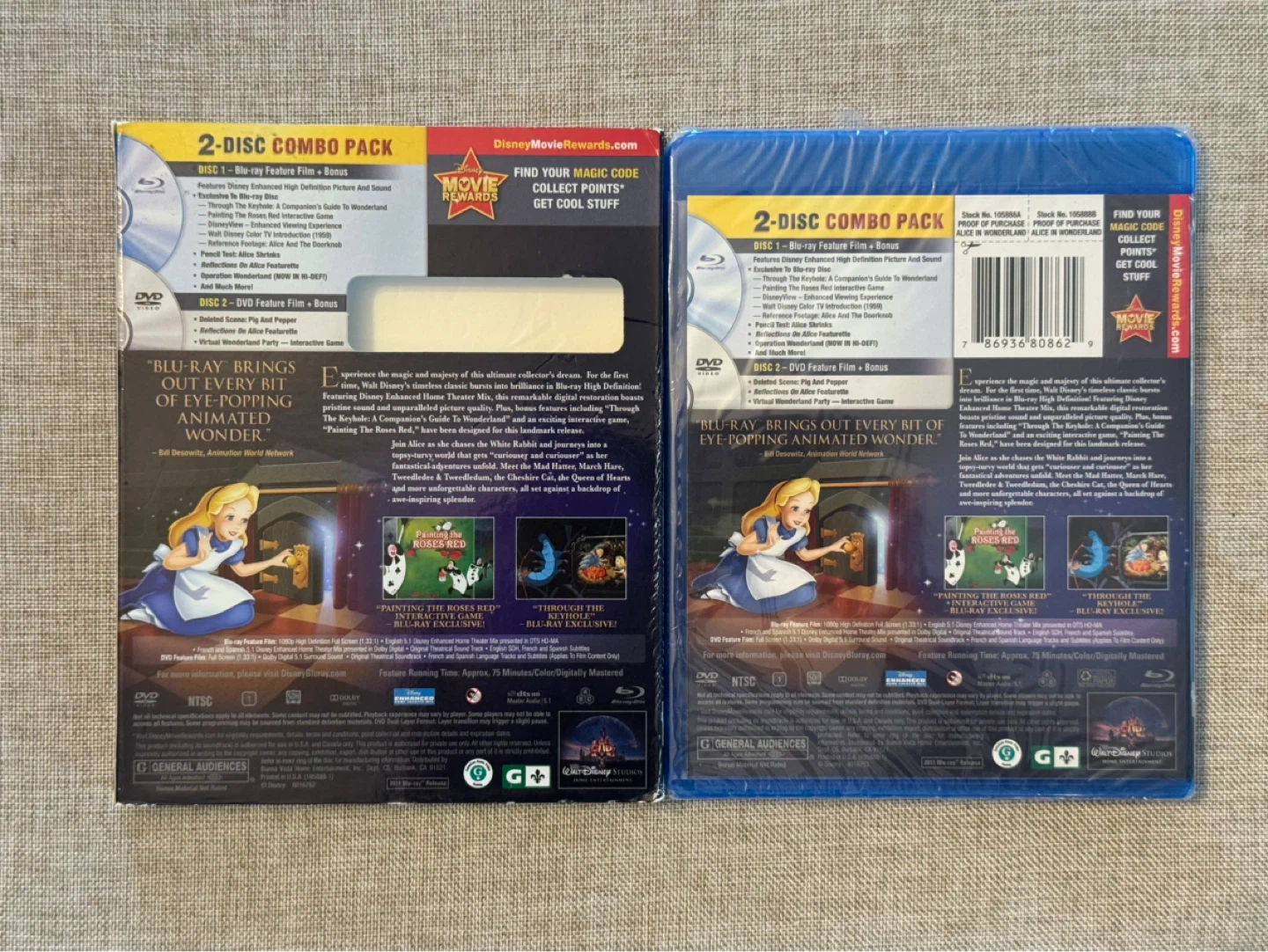 Walt Disney Alice in Wonderland 60th Anniversary Blu-Ray + DVD - photo 2