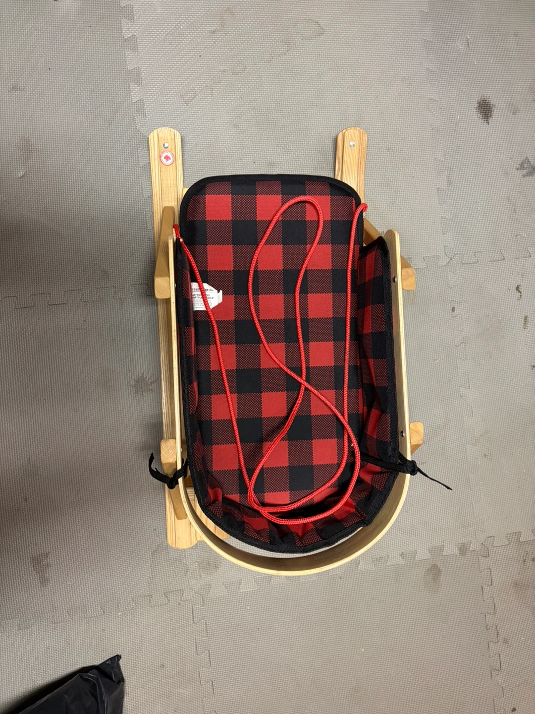 Wooden Sled with Red Plaid Insert - photo 2