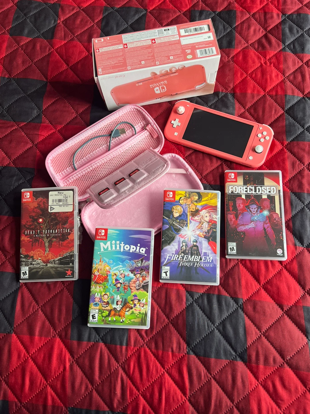 Nintendo Switch Lite - Coral with Games and Accessories