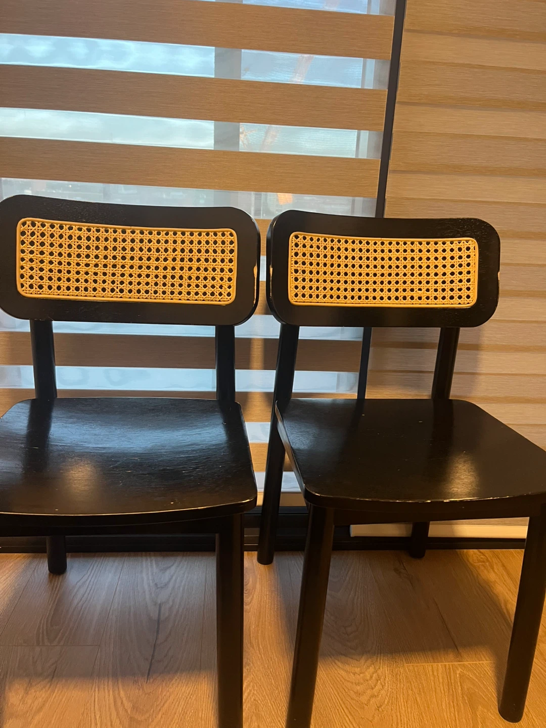 Black Chairs with Rattan Back Set of 2 - photo 3