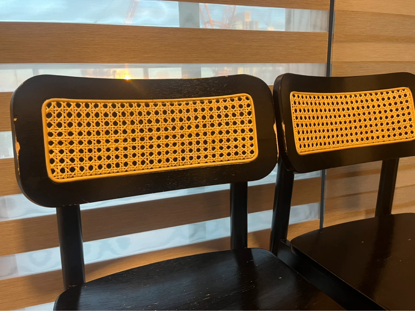 Black Chairs with Rattan Back Set of 2 - photo 2