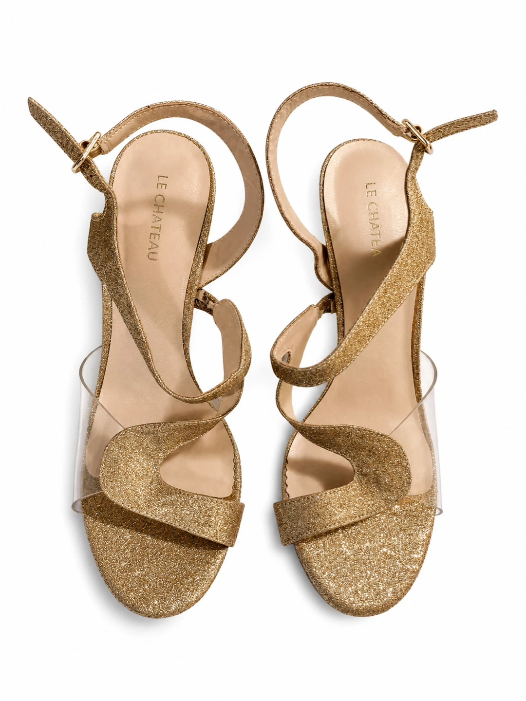 Le Château Gold Glitter Heeled Sandals - Size 39