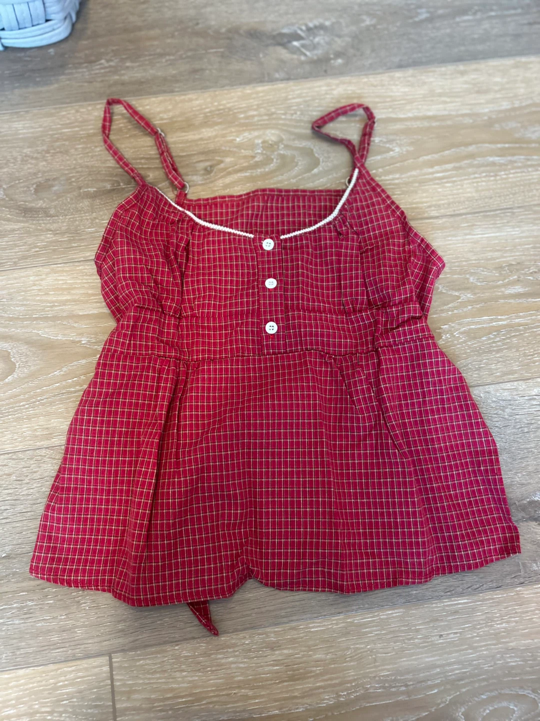 Red gingham babydoll top