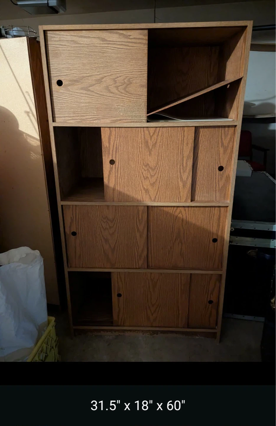 Wooden Storage Cabinet with Sliding Doors