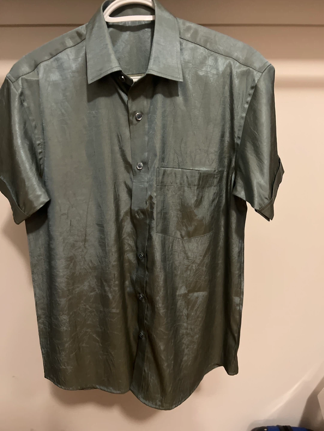 Green Short Sleeve Button-Up Shirt - photo 2