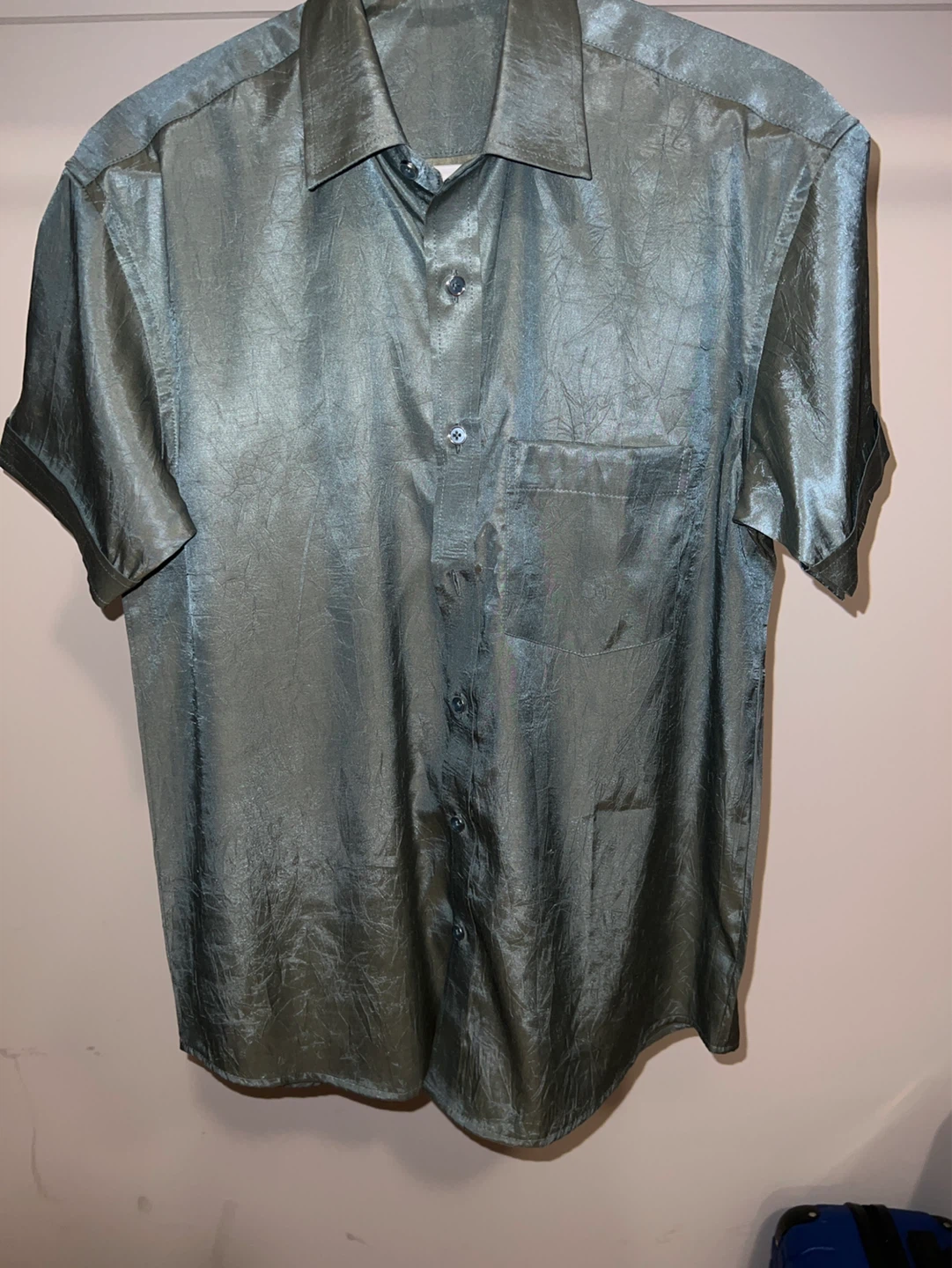 Green Short Sleeve Button-Up Shirt