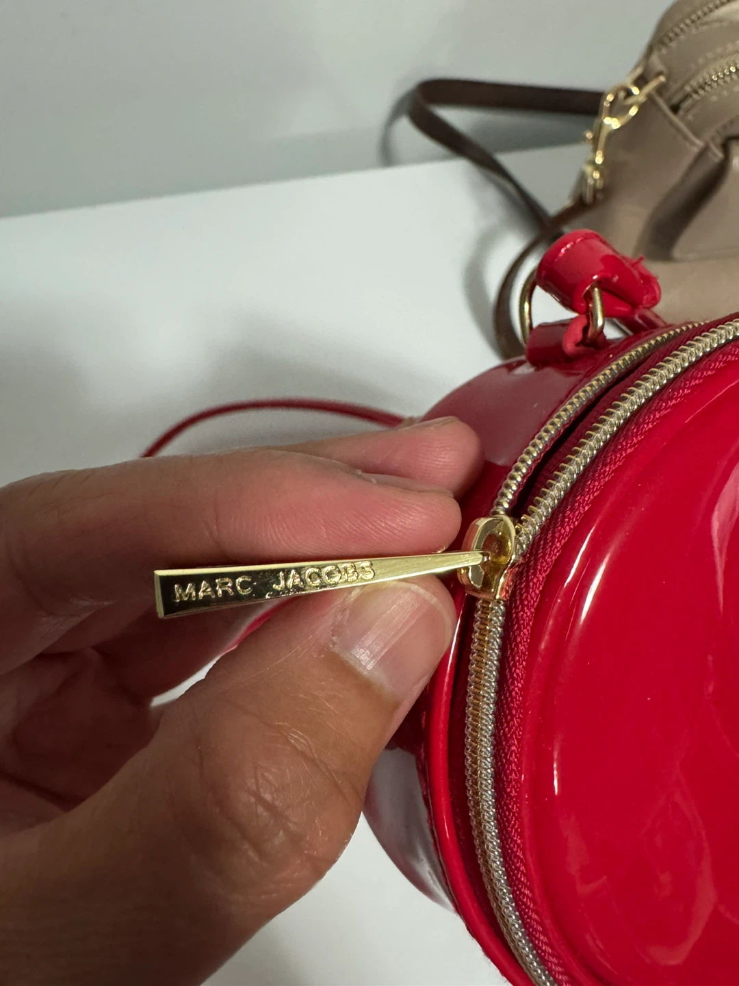 Marc Jacobs Red Patent Leather Round Crossbody Bag