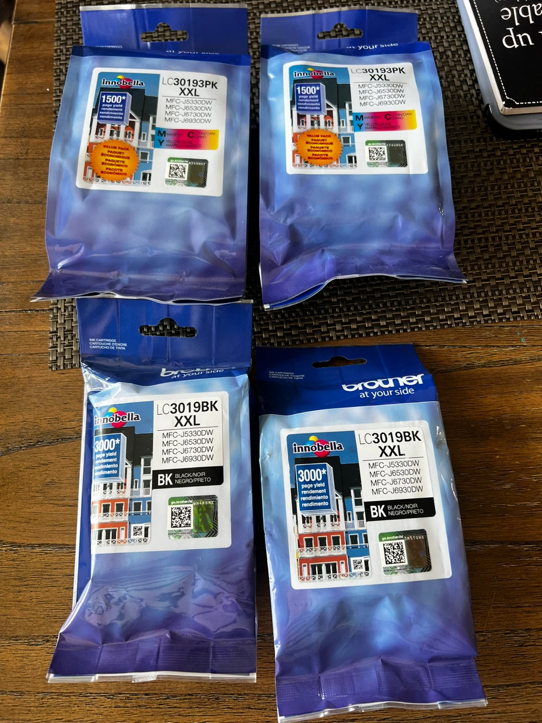 Brother High Yield XXL Printer Ink 4 Total - 2 Color 2 Black