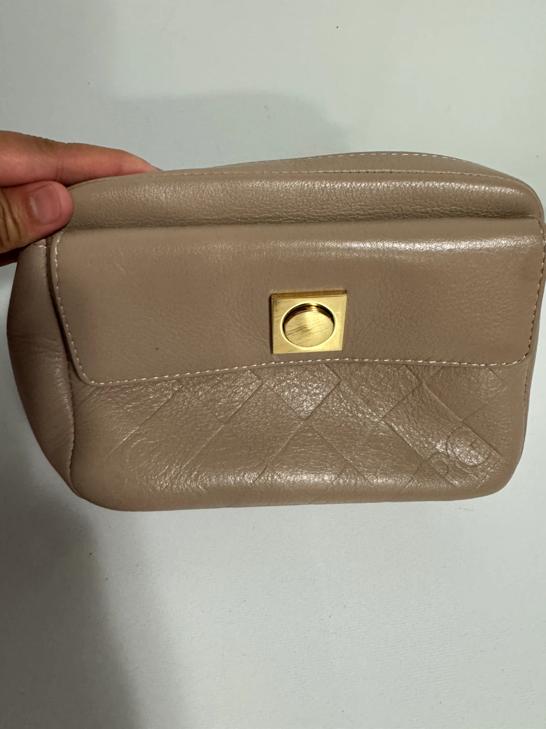 Tan Leather Crossbody Bag with Gold Hardware
