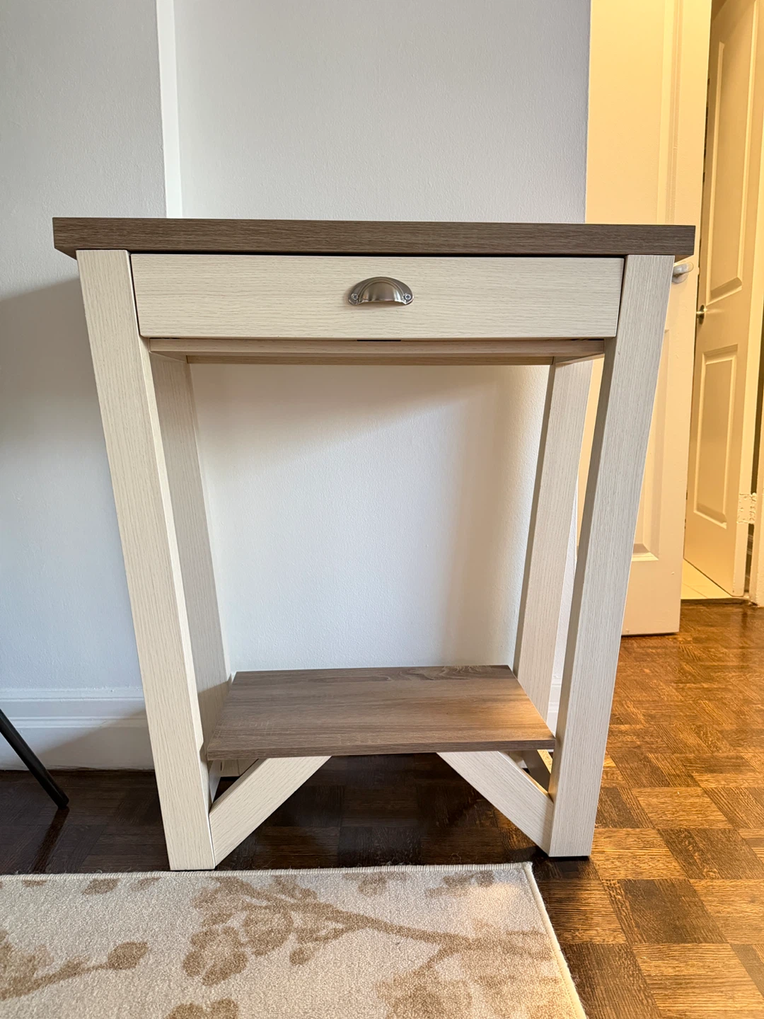 Taupe colored Console Table with Drawer