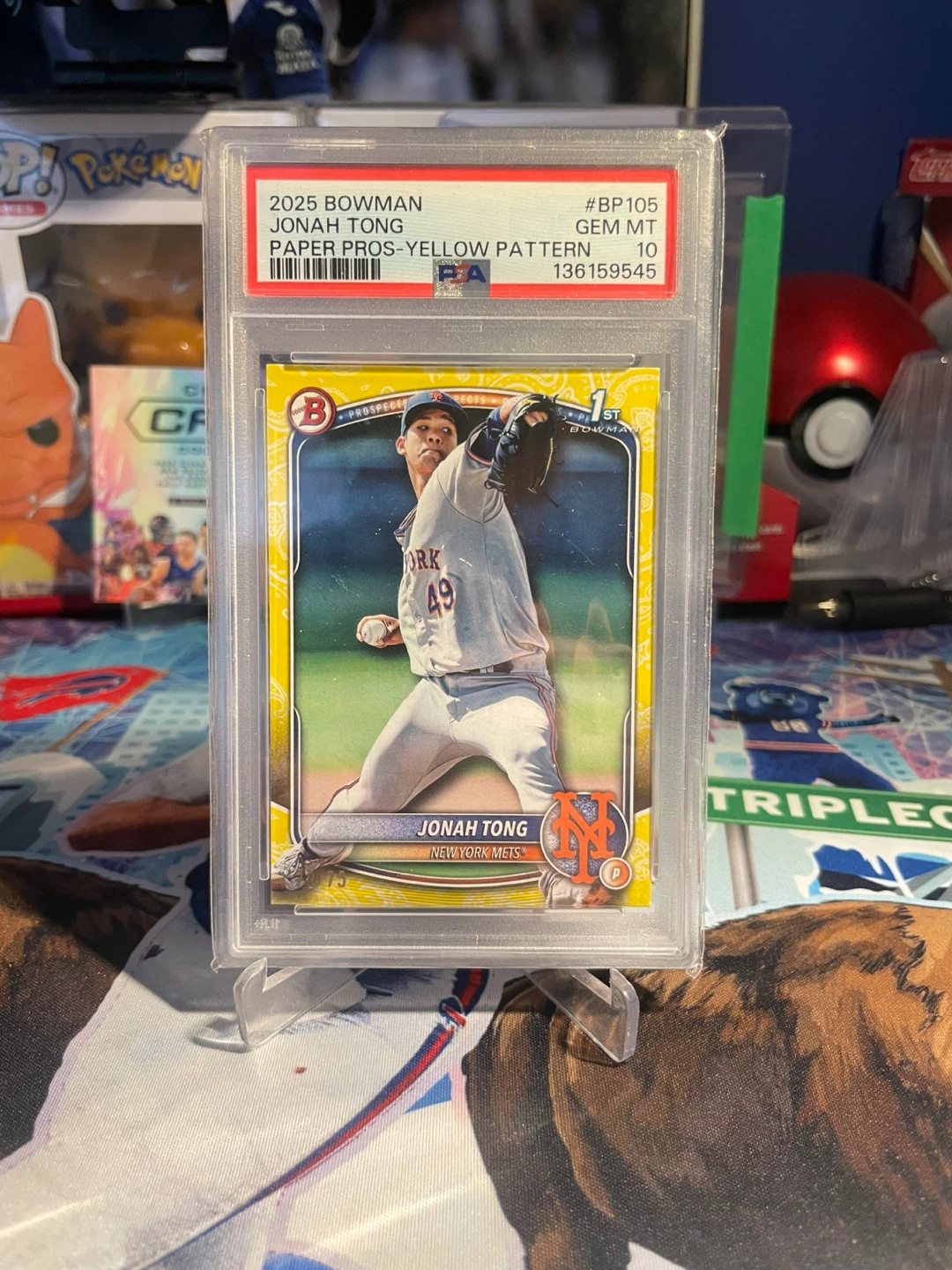 2025 1st Bowman Jonah Tong Yellow Pattern /75 Baseball Card