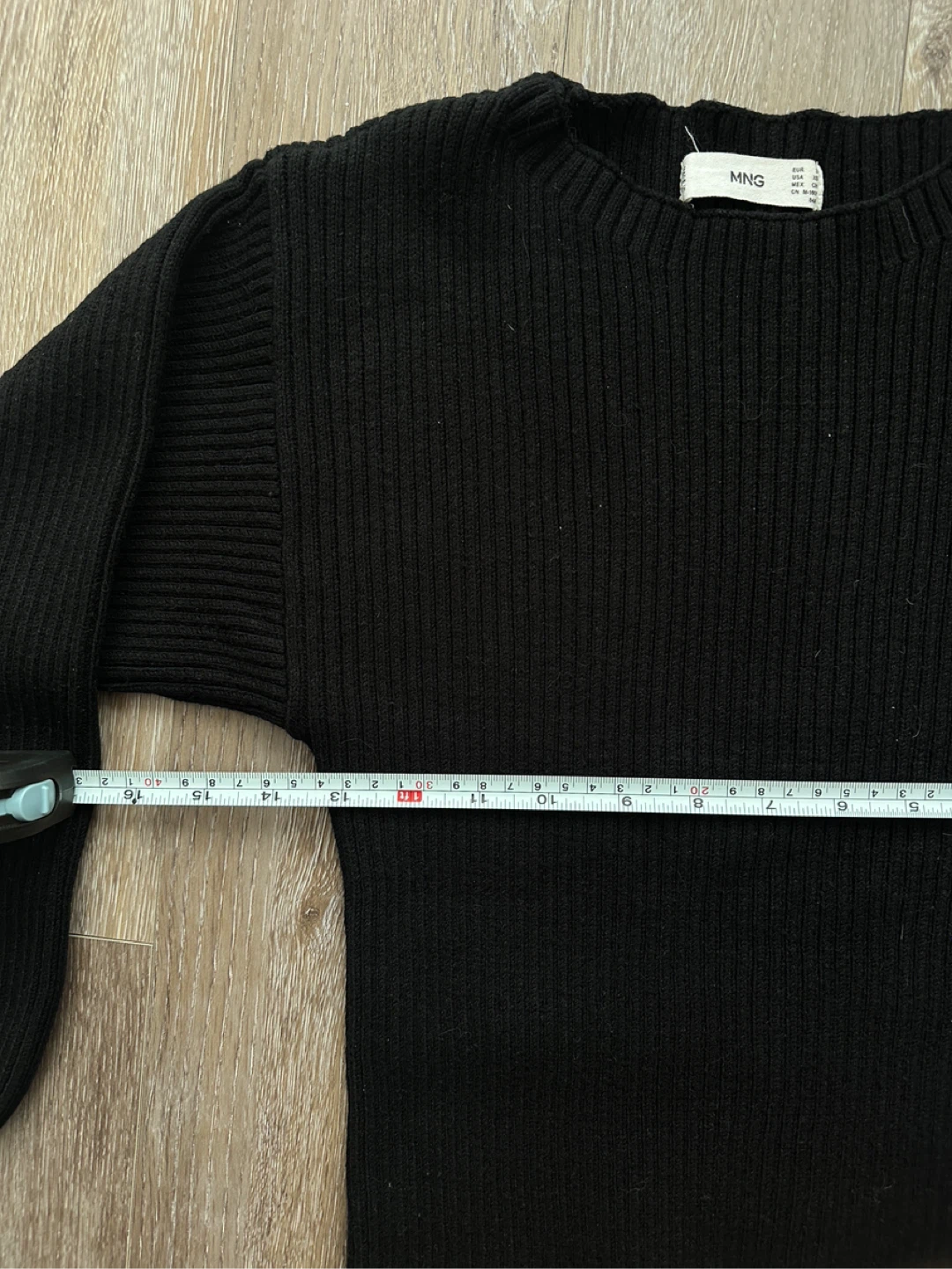 MNG Black Ribbed Knit Long Sleeve Winter Dress - photo 4