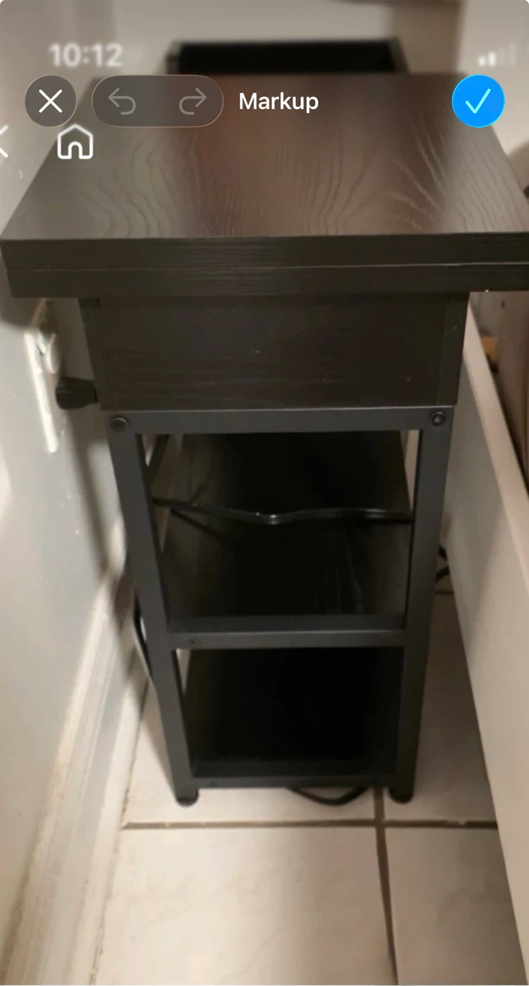 Black Bedside Table with Built-in Outlet and USB - photo 2