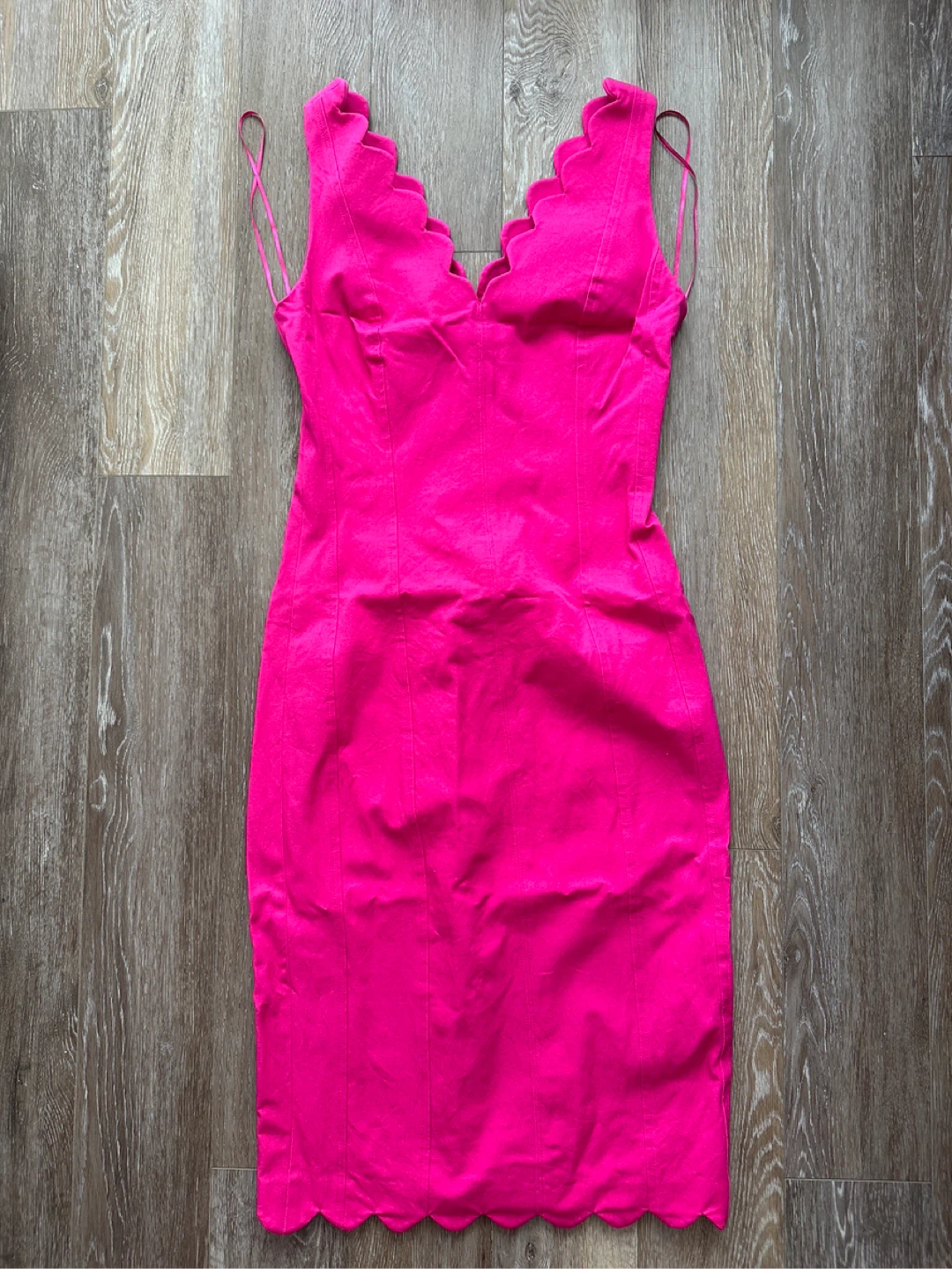 Banana Republic Pink Scalloped V-Neck Dress