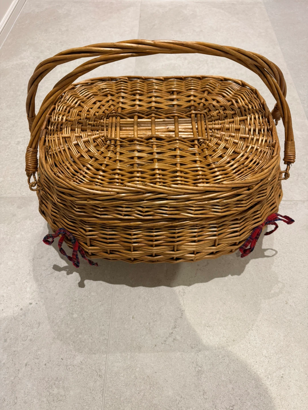 Wicker Picnic Basket with Tartan Lining