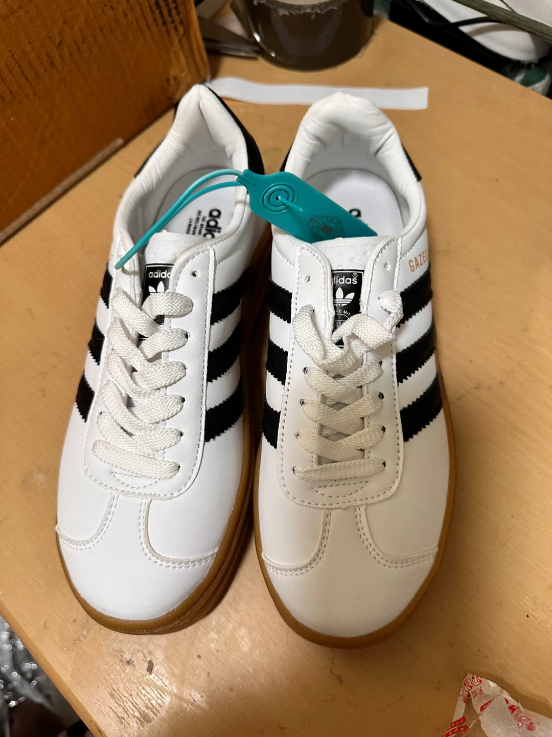 Adidas Gazelle Sneakers White Black Gum Sole - photo 2
