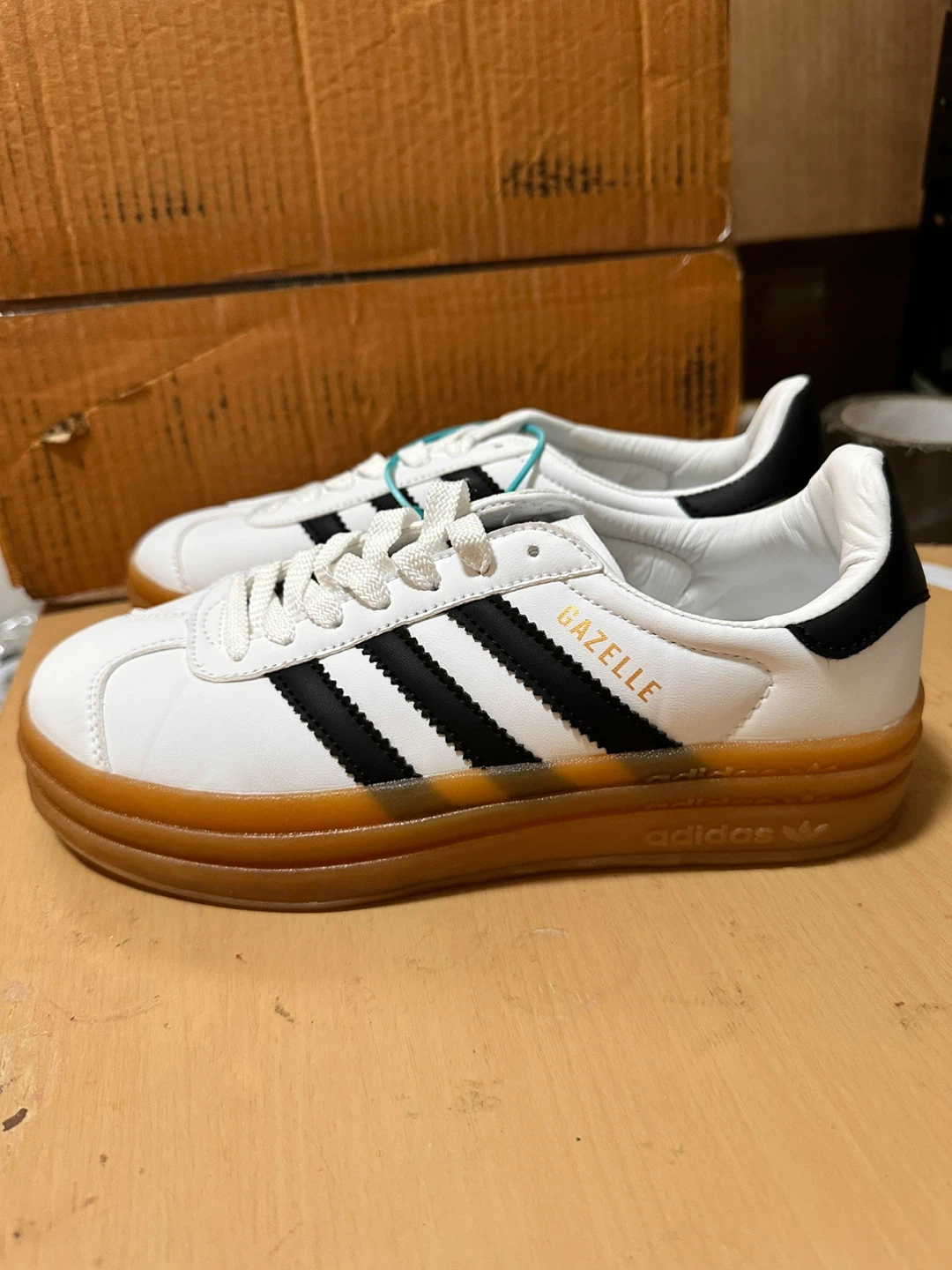 Adidas Gazelle Sneakers White Black Gum Sole