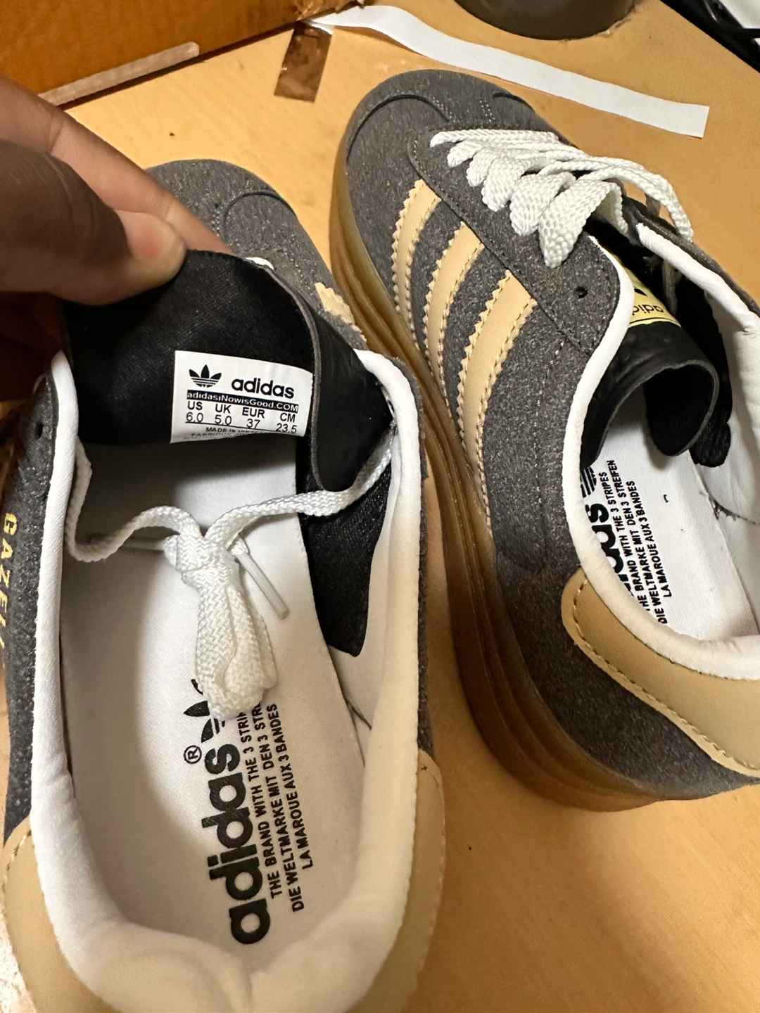 Adidas Gazelle Sneakers Grey/Tan Size 6 UK - photo 4