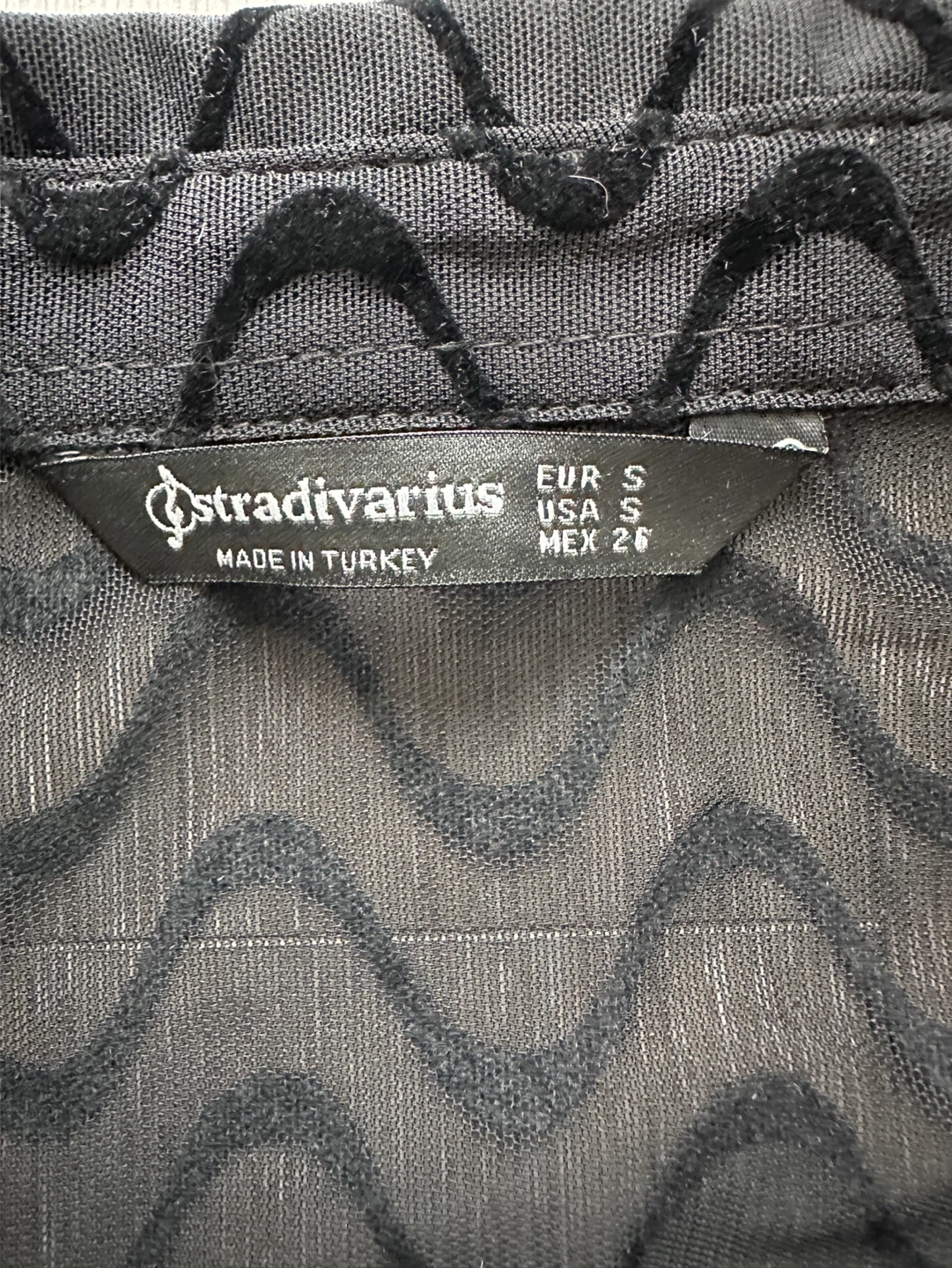Stradivarius Black Wave Pattern Sheer Button-Up Shirt - photo 2