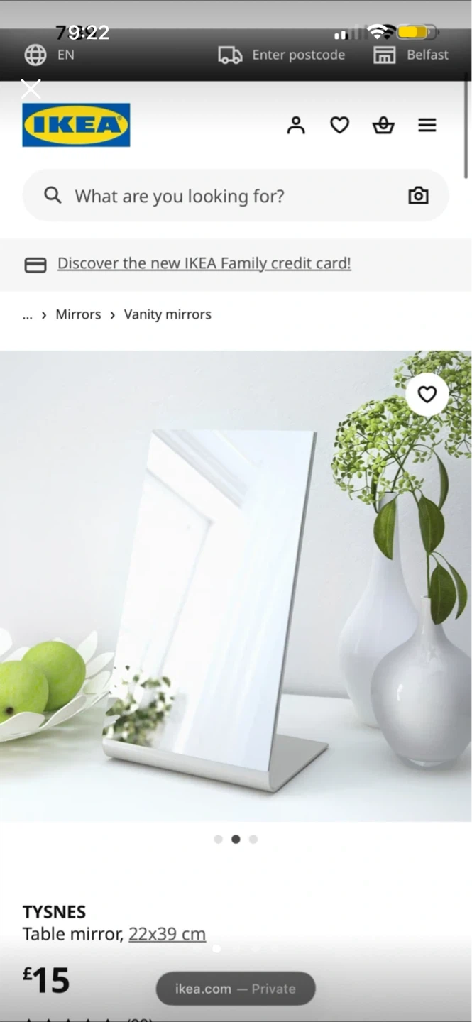 IKEA TYSNES Table Mirror 22x39 cm - photo 3