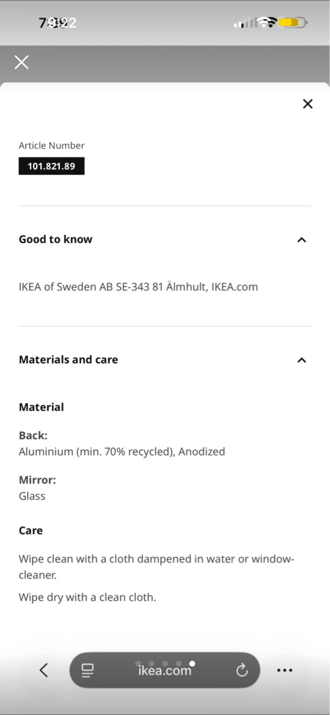IKEA TYSNES Table Mirror 22x39 cm - photo 4