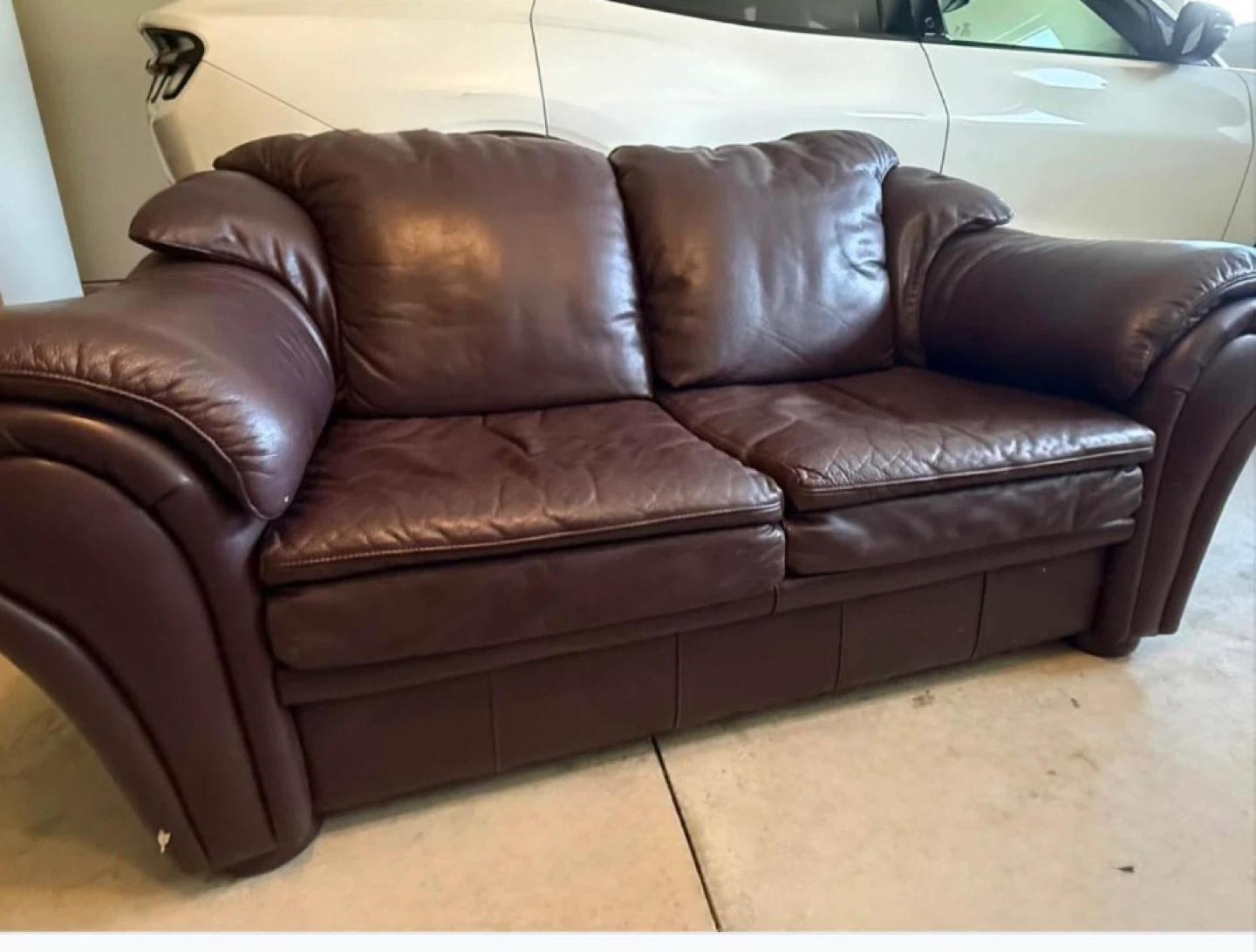 Brown Leather Loveseat Sofa