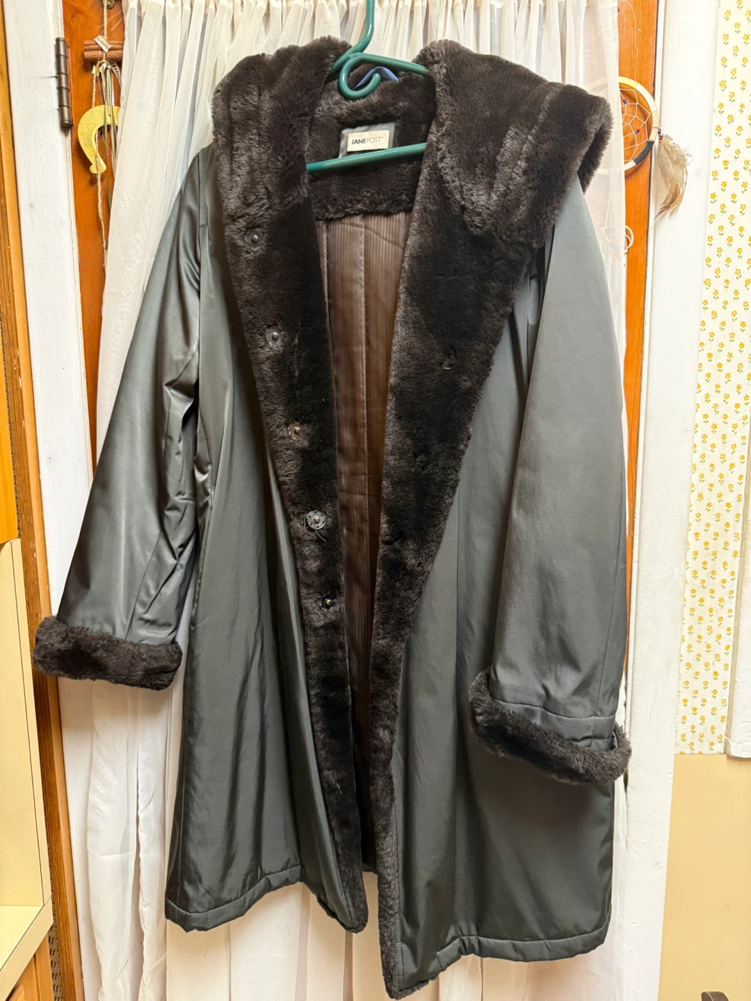 Jane & Marie Faux Fur Trimmed Coat Size L