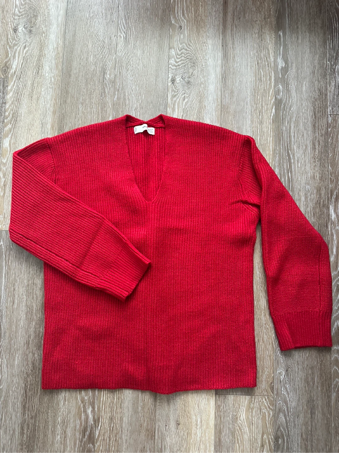 MNG Red V-Neck Sweater - XS oversized