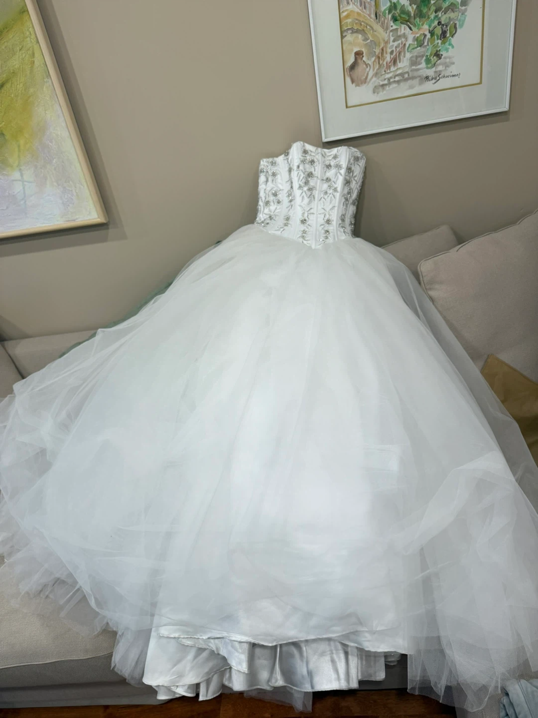 Elegant Strapless Ball Gown Wedding Dress – Beaded Corset Bodice